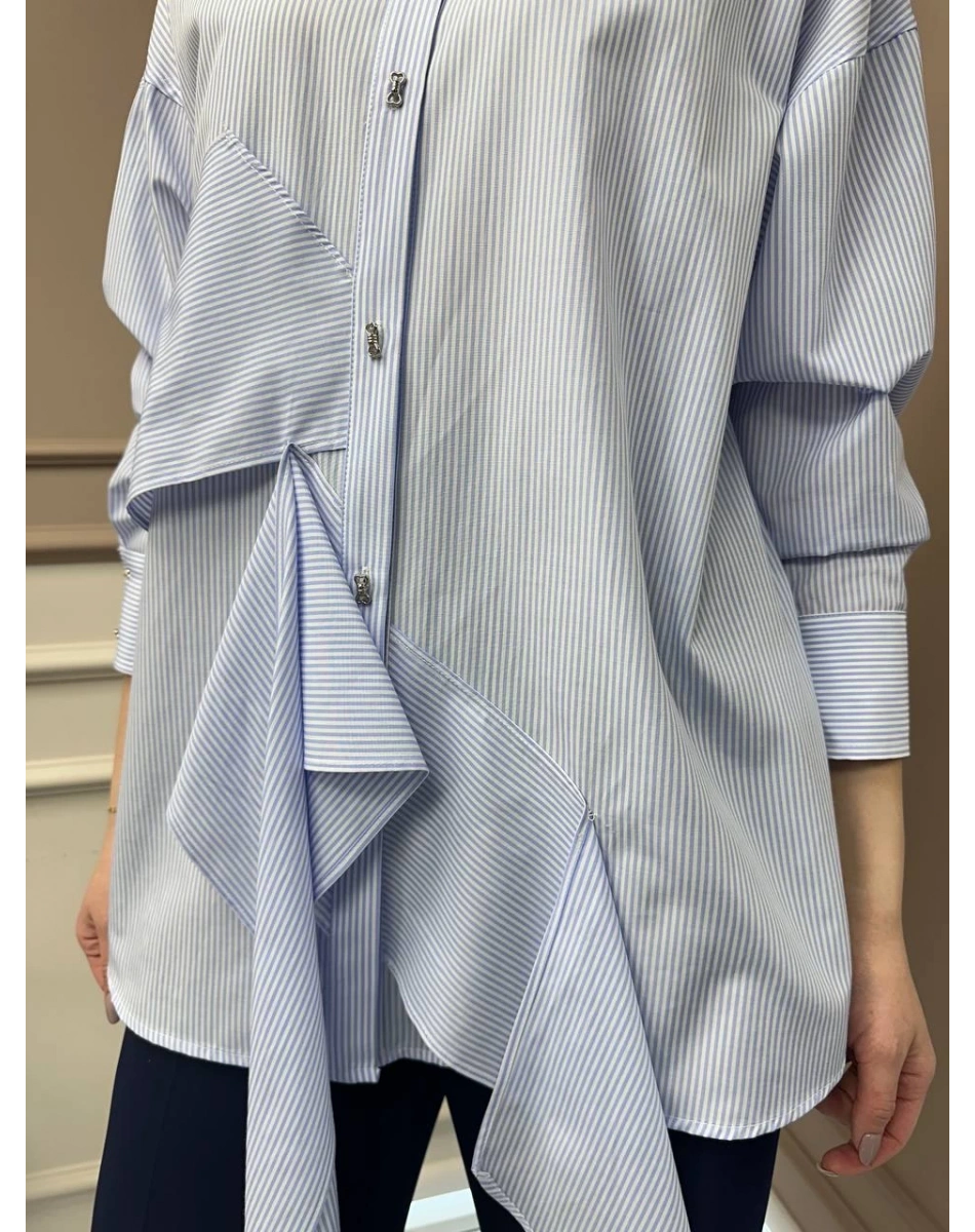 Ghisa 25YGSTNK4627 Açık Mavi Çizgili Tunik