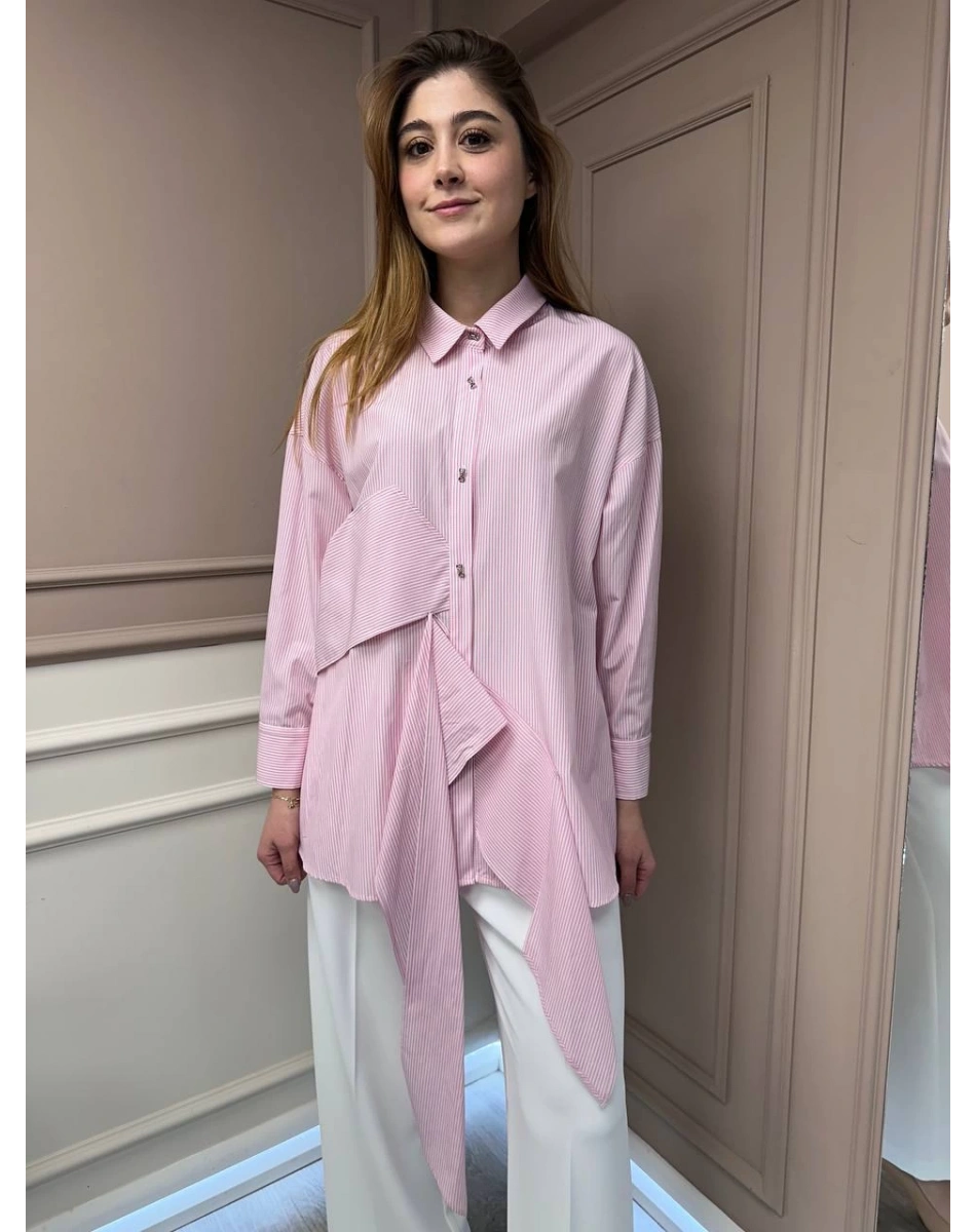 Ghisa 25YGSTNK4627 Pembe Çizgili Tunik