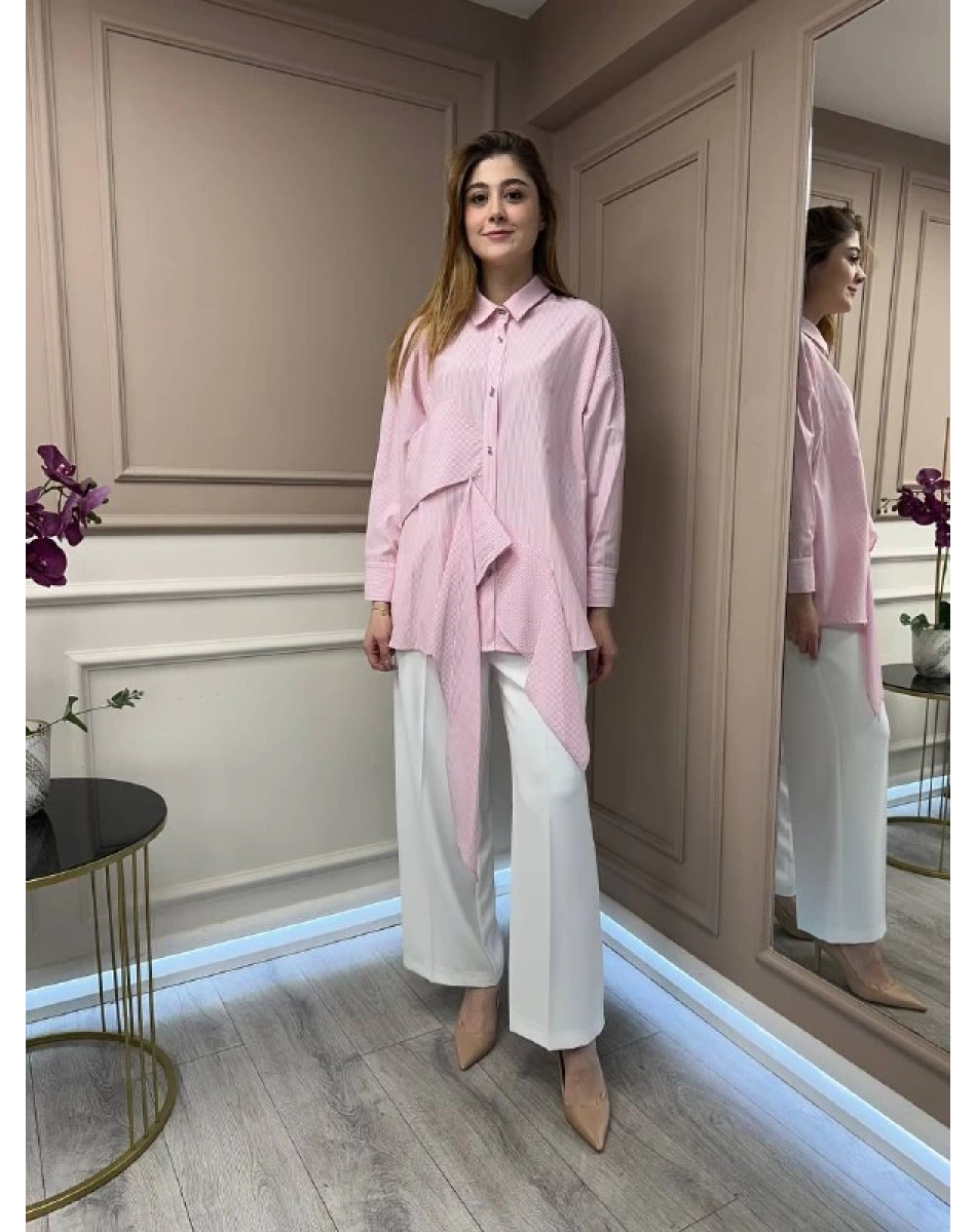 Ghisa 25YGSTNK4627 Pembe Çizgili Tunik