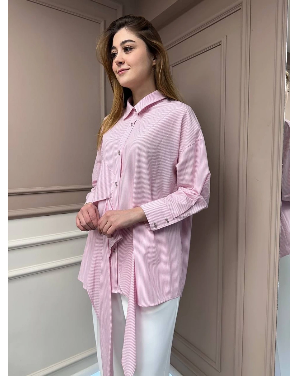 Ghisa 25YGSTNK4627 Pembe Çizgili Tunik