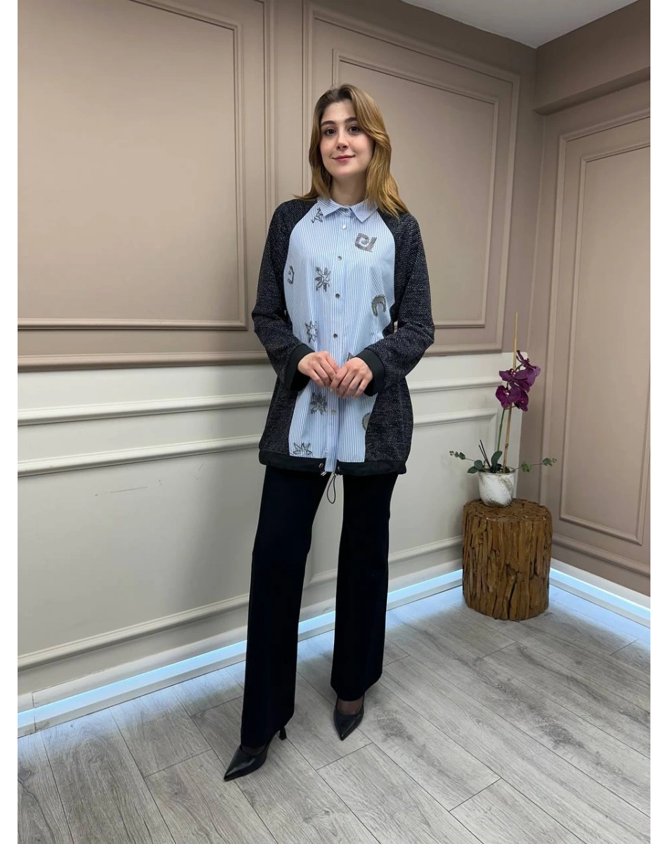 Ghisa 25YGSTNK4820 Mavi Gümüş Tunik