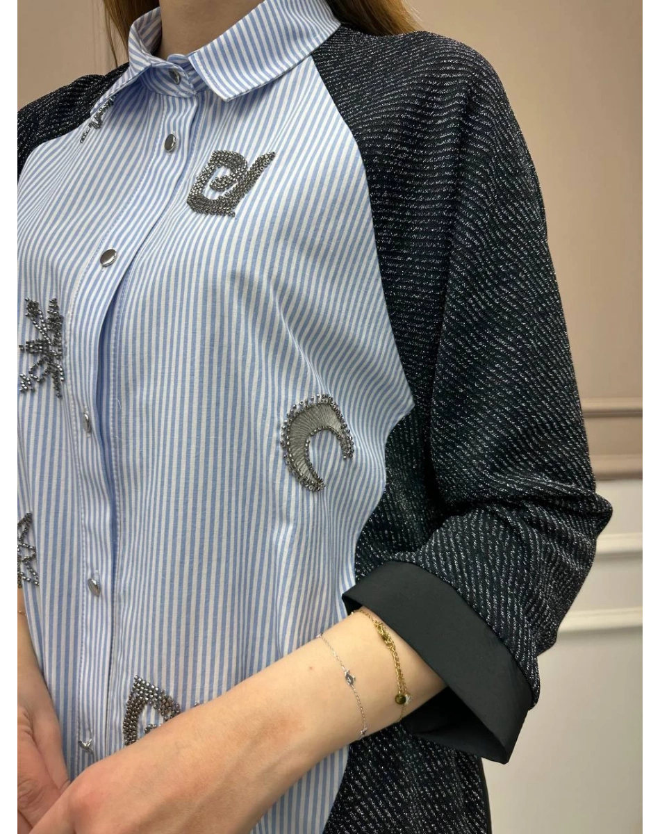 Ghisa 25YGSTNK4820 Mavi Gümüş Tunik