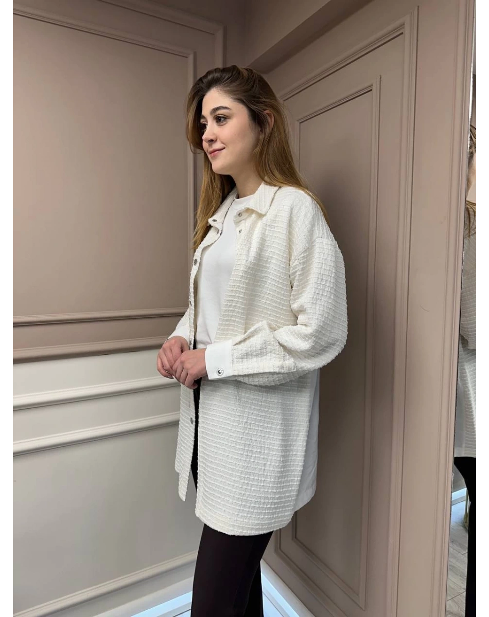 Ghisa 25YGSTNK4833 Ekru Taş Detaylı Tunik