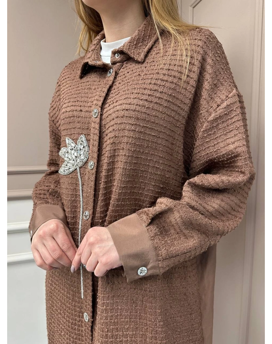 Ghisa 25YGSTNK4833 Kahve Taş Detaylı Tunik