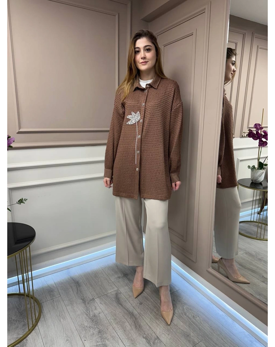 Ghisa 25YGSTNK4833 Kahve Taş Detaylı Tunik
