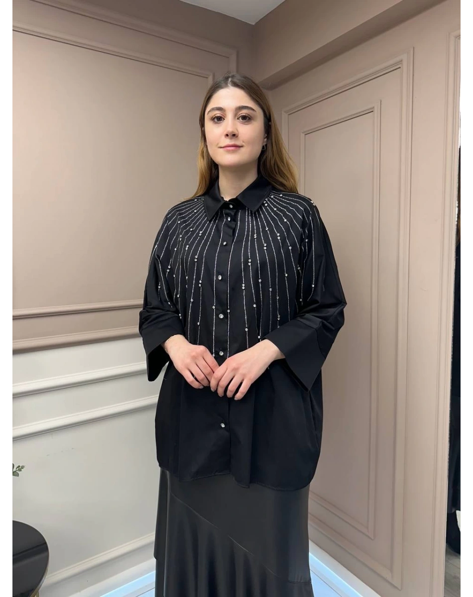 Ghisa 25YGSTNK4848 Siyah Taşlı Tunik