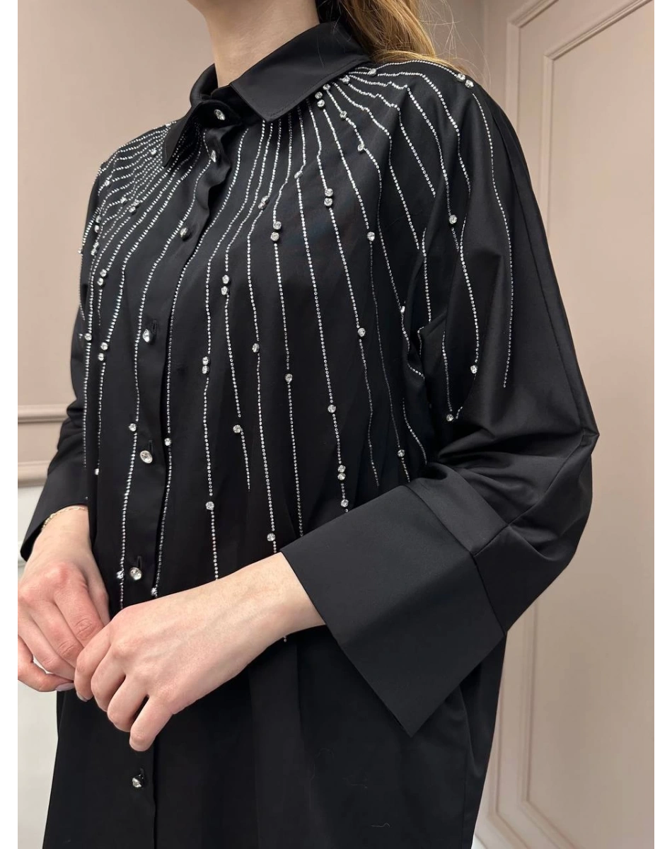 Ghisa 25YGSTNK4848 Siyah Taşlı Tunik