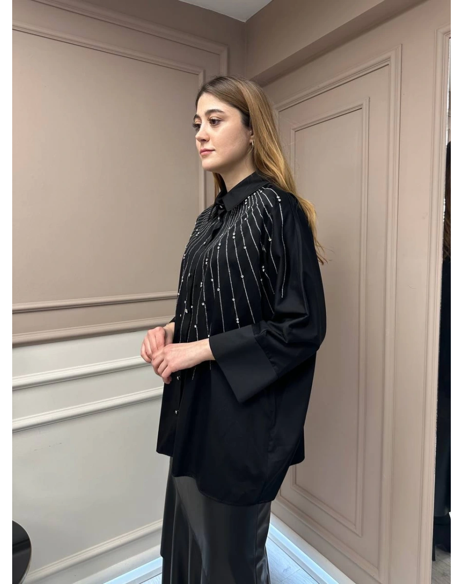 Ghisa 25YGSTNK4848 Siyah Taşlı Tunik