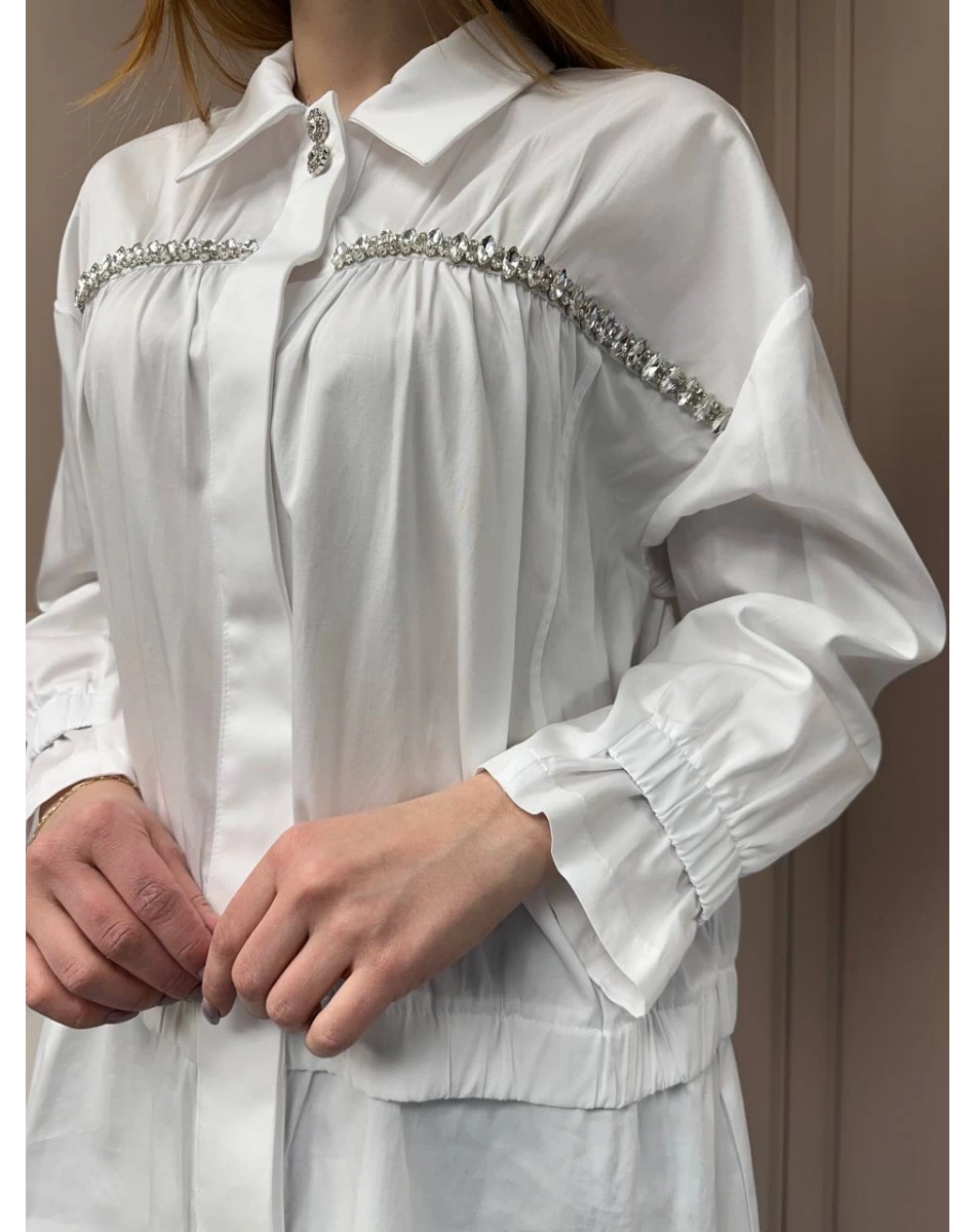 Ghisa 25YGSTNK4864 Beyaz Taşlı Tunik