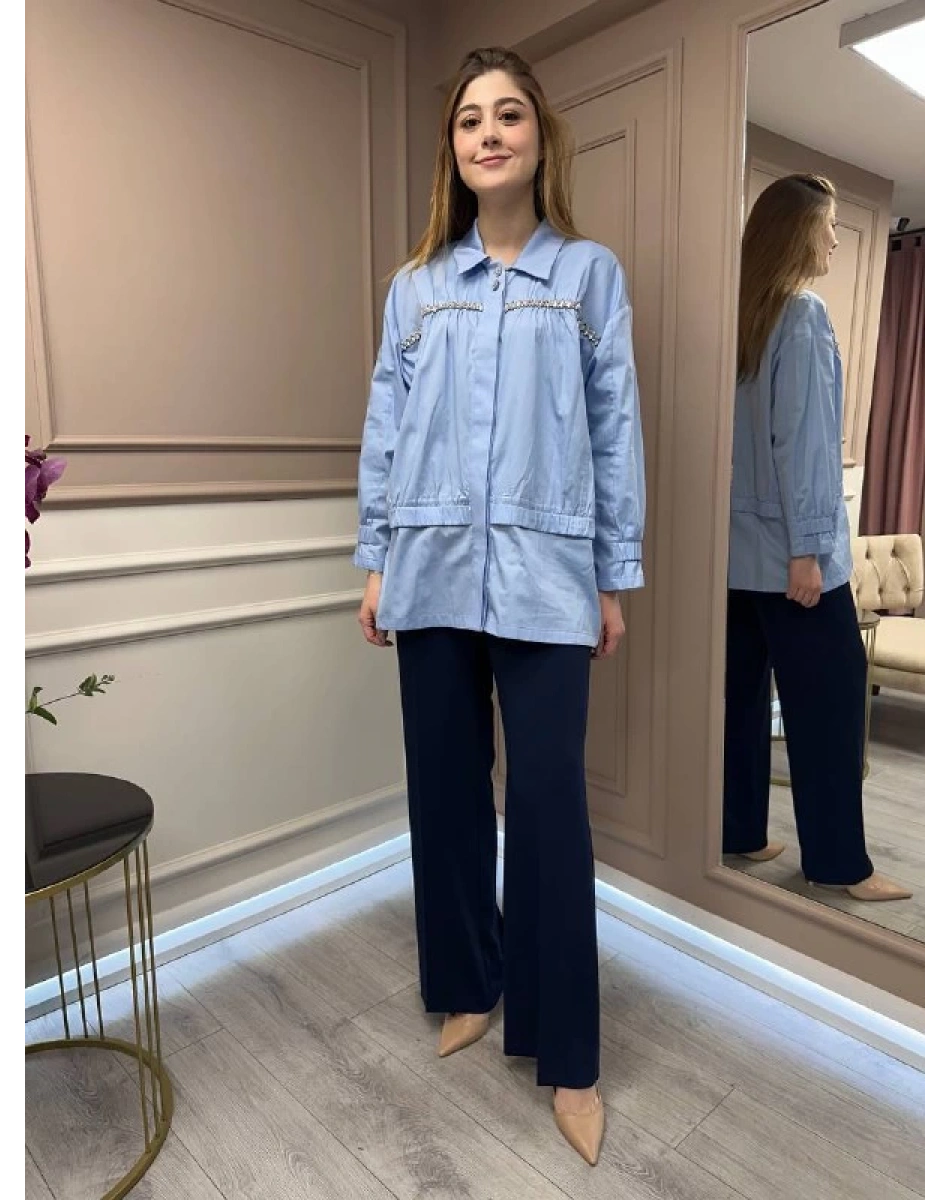 Ghisa 25YGSTNK4864 Mavi Taşlı Tunik