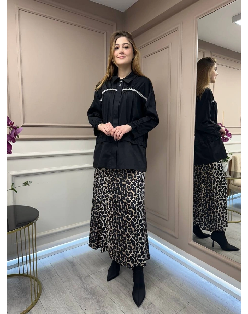 Ghisa 25YGSTNK4864 Siyah Taşlı Tunik
