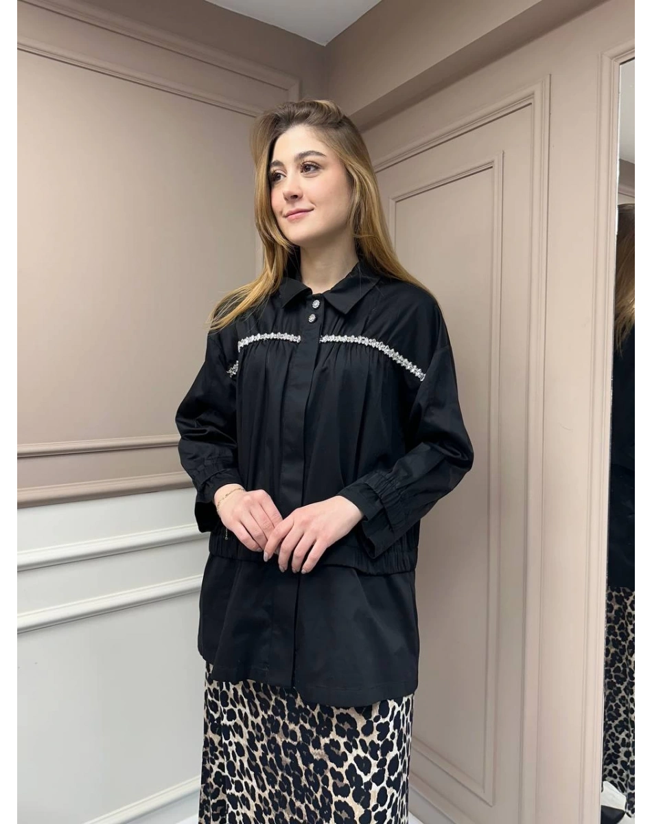 Ghisa 25YGSTNK4864 Siyah Taşlı Tunik