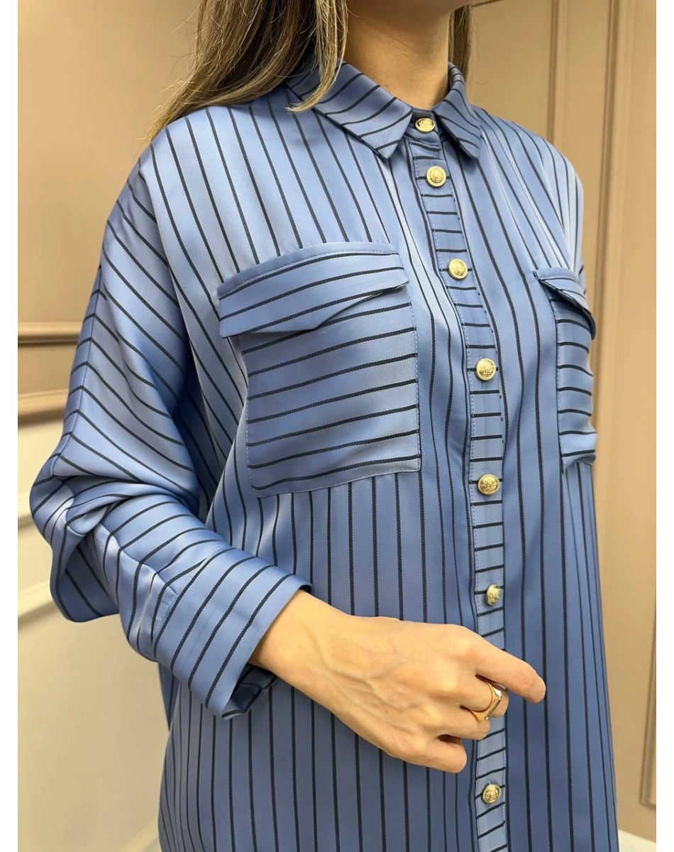 Ghisa 25YGSTNK4871 Mavi Çizgili Tunik