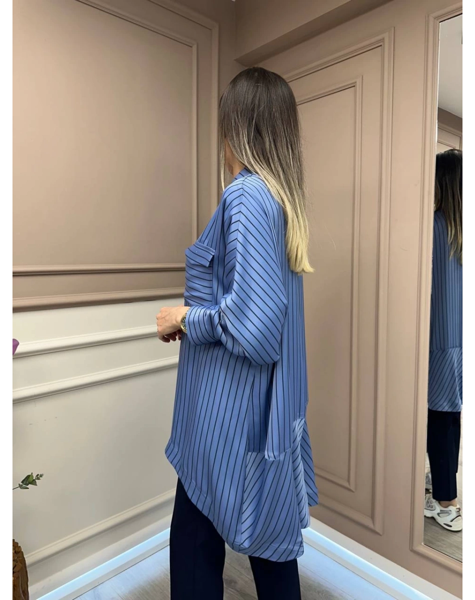 Ghisa 25YGSTNK4871 Mavi Çizgili Tunik