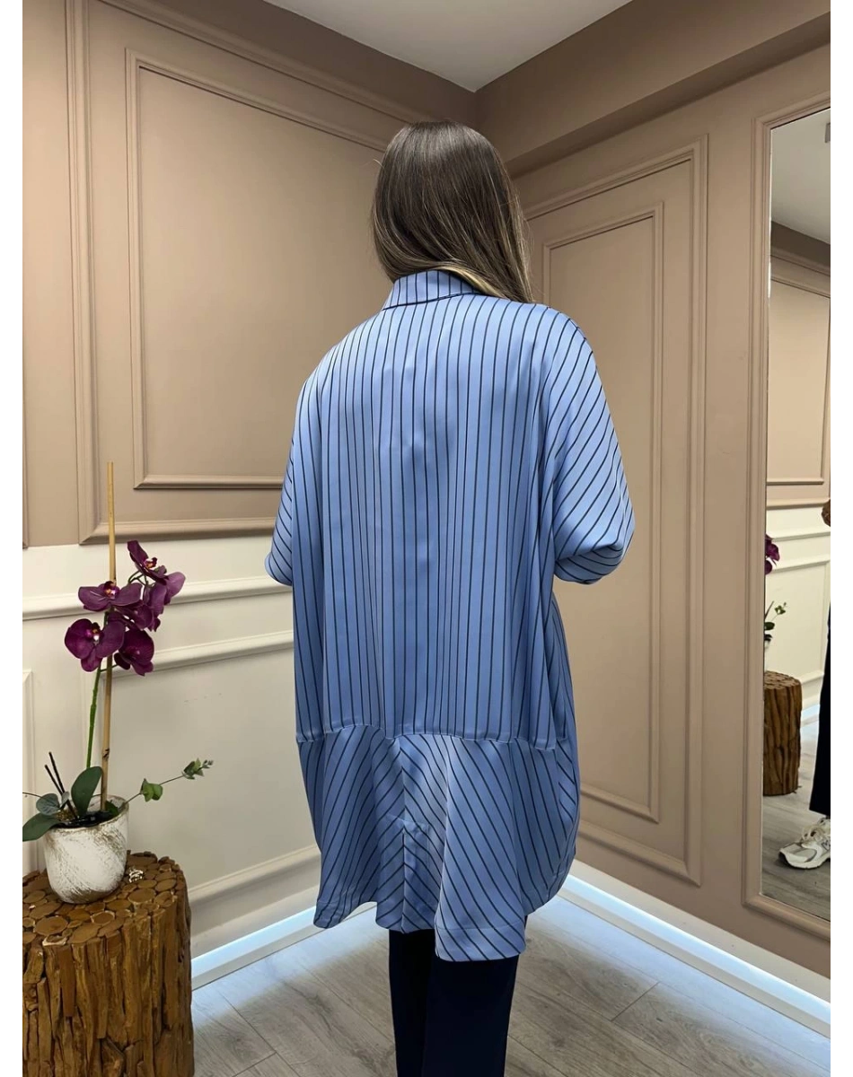 Ghisa 25YGSTNK4871 Mavi Çizgili Tunik