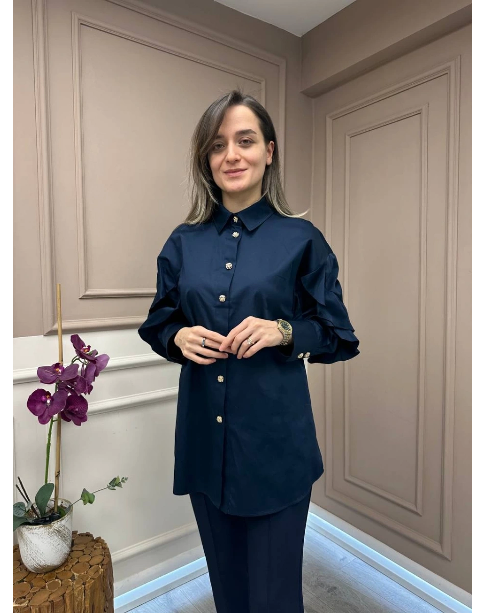 Ghisa 25YGSTNK4986 Lacivert Kol Detaylı Tunik