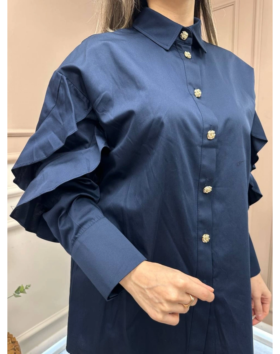 Ghisa 25YGSTNK4986 Lacivert Kol Detaylı Tunik