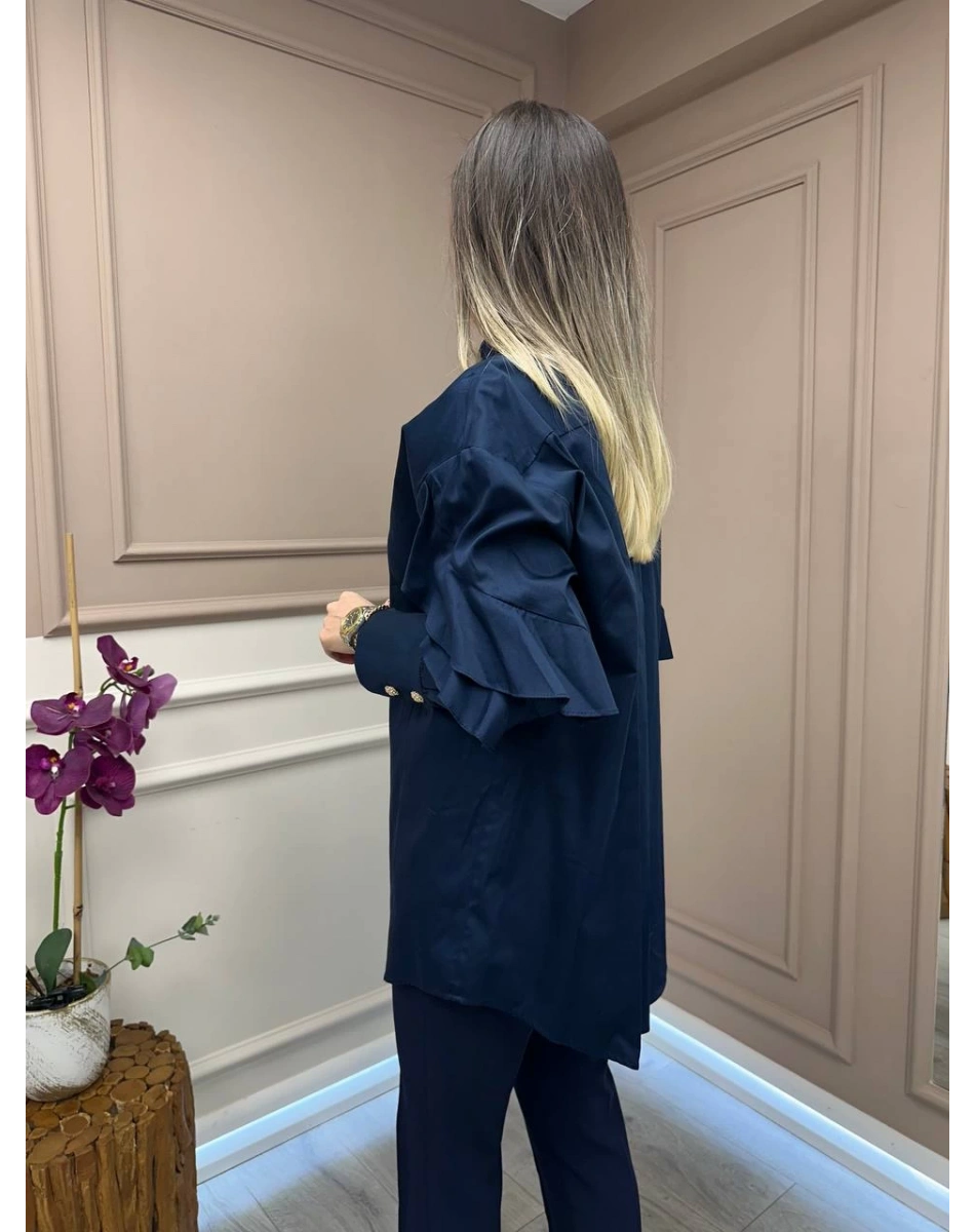 Ghisa 25YGSTNK4986 Lacivert Kol Detaylı Tunik