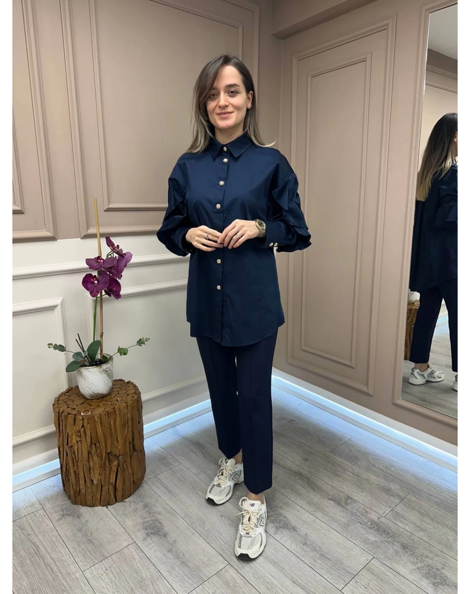 Ghisa 25YGSTNK4986 Lacivert Kol Detaylı Tunik