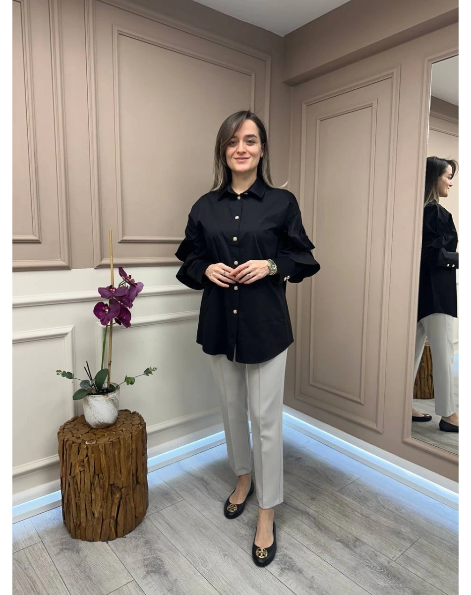 Ghisa 25YGSTNK4986 Siyah Kol Detaylı Tunik