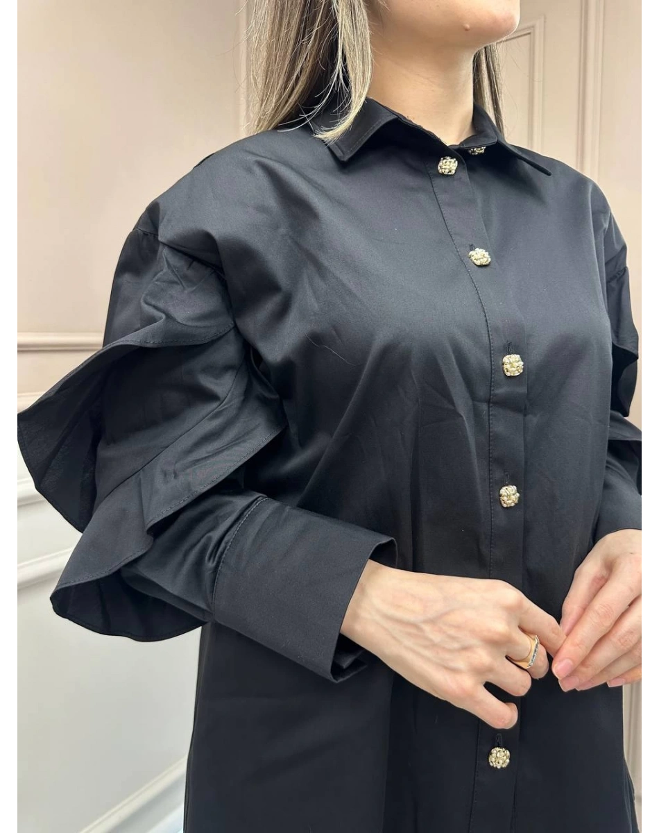 Ghisa 25YGSTNK4986 Siyah Kol Detaylı Tunik