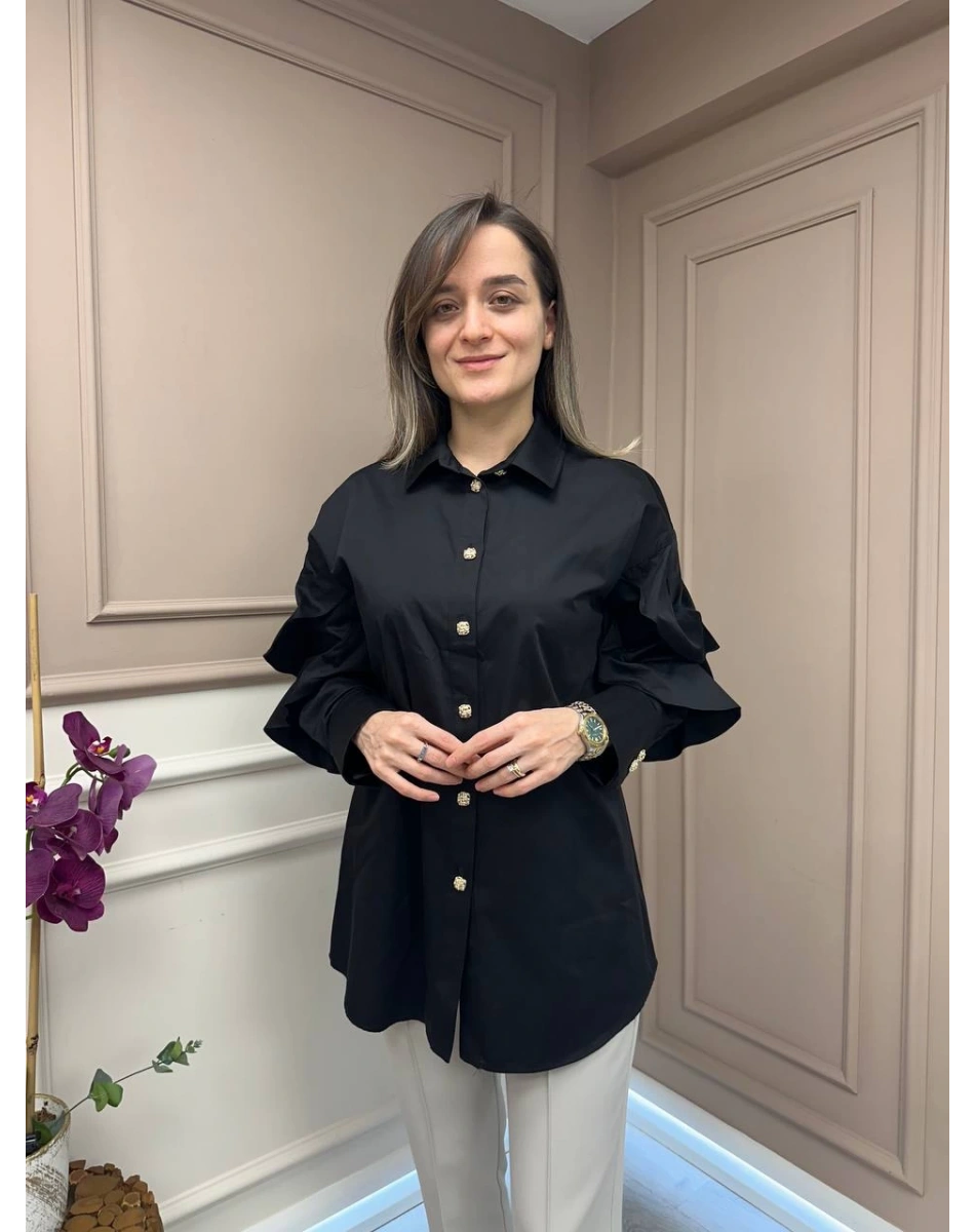 Ghisa 25YGSTNK4986 Siyah Kol Detaylı Tunik