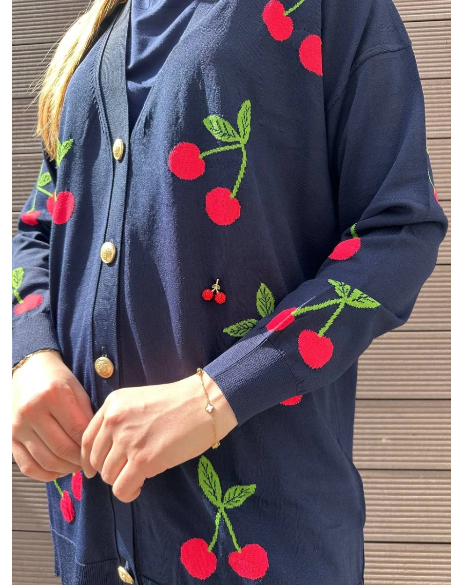 Ghisa 25YOBHRK3091 Lacivert Detaylı Hırka