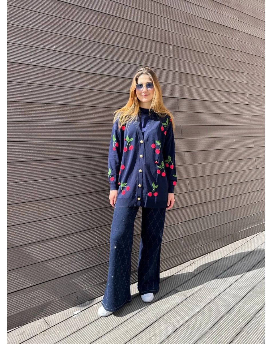 Ghisa 25YOBHRK3091 Lacivert Detaylı Hırka