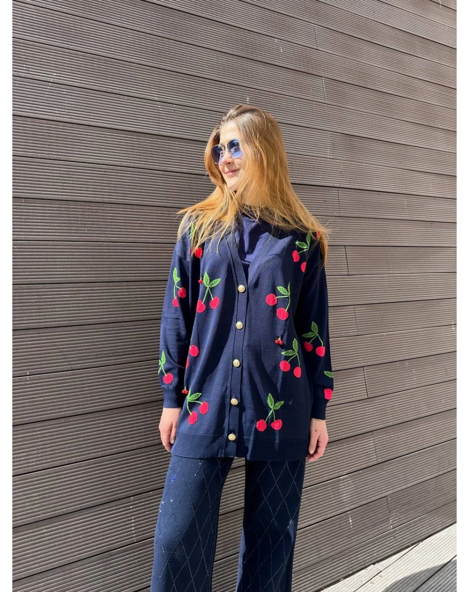 Ghisa 25YOBHRK3091 Lacivert Detaylı Hırka