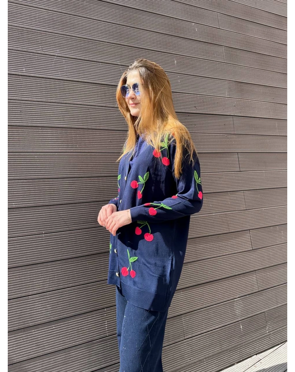 Ghisa 25YOBHRK3091 Lacivert Detaylı Hırka