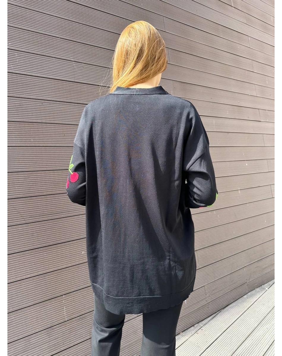 Ghisa 25YOBHRK3091 Siyah Detaylı Hırka