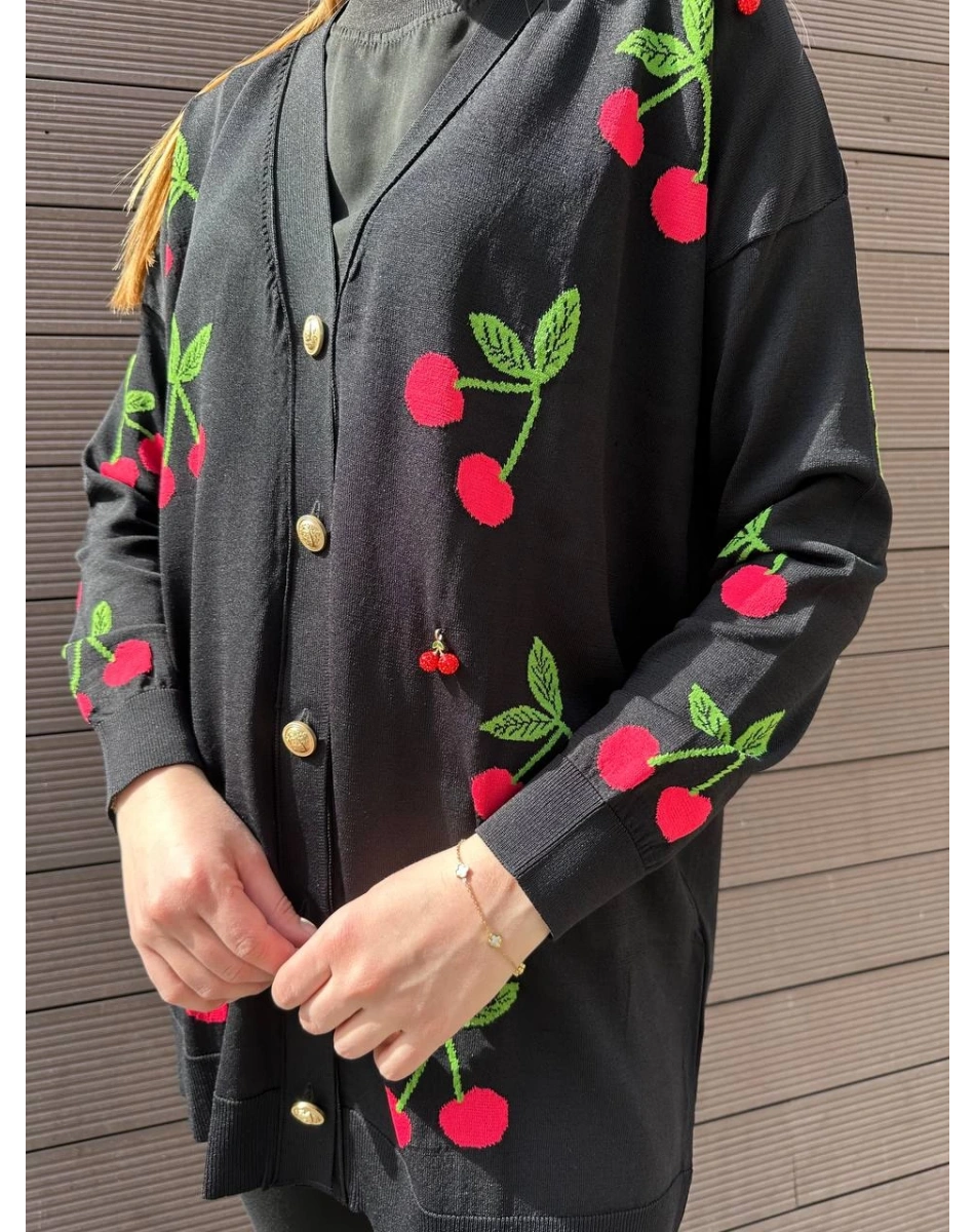 Ghisa 25YOBHRK3091 Siyah Detaylı Hırka