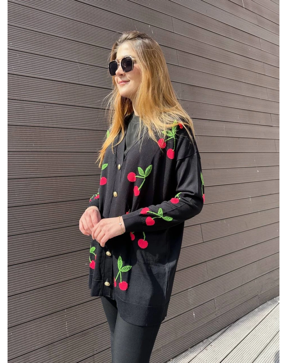 Ghisa 25YOBHRK3091 Siyah Detaylı Hırka