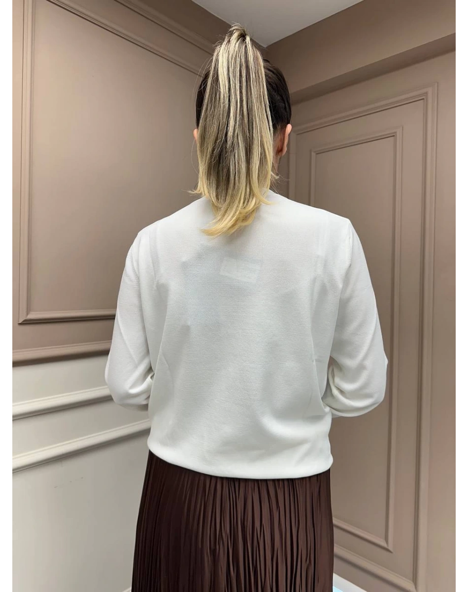 Ghisa 25YOBHRK3143 Ekru Önü Detaylı Hırka