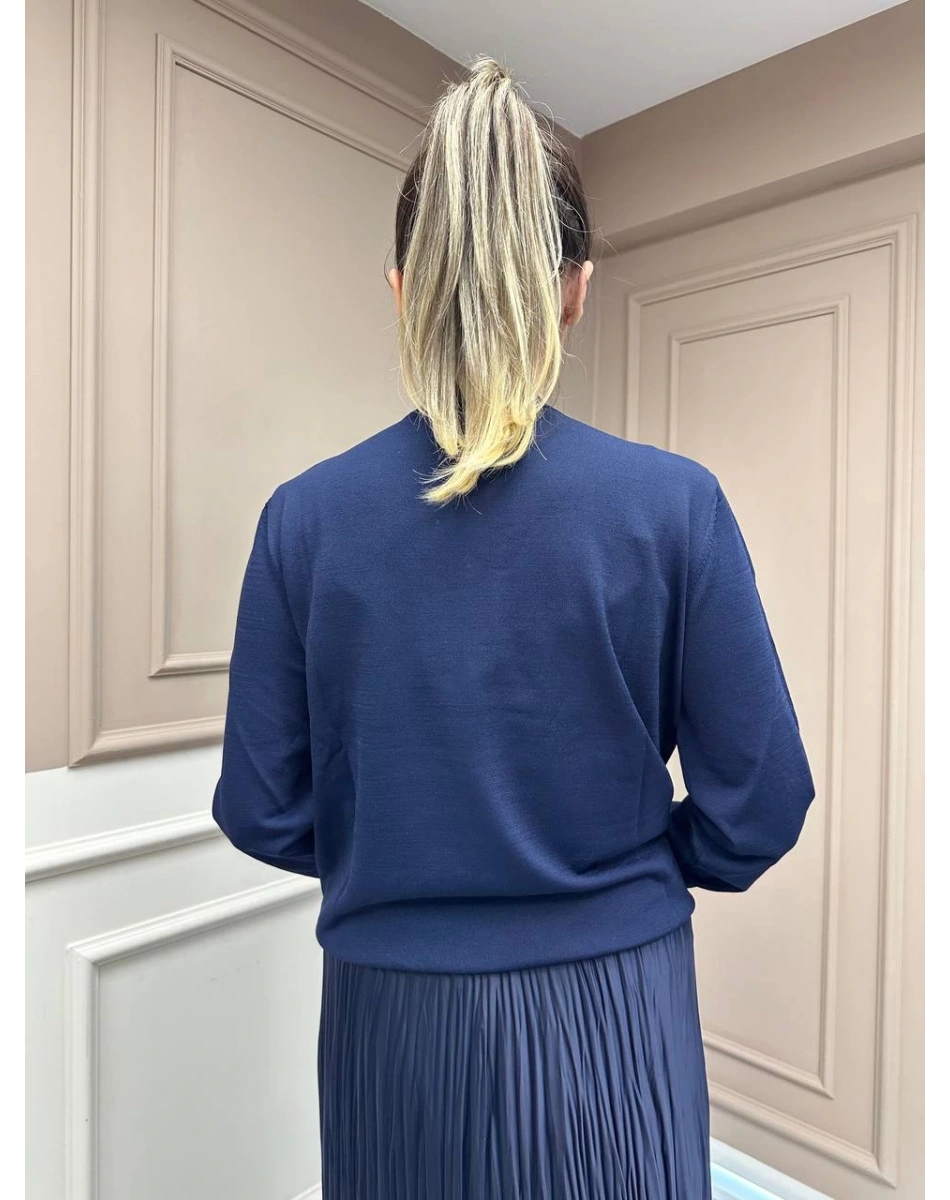 Ghisa 25YOBHRK3143 Lacivert Önü Detaylı Hırka