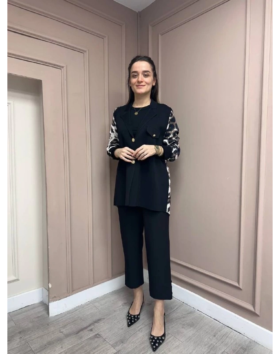 Ghisa 25YÖRCKT3137 Bej Arkası Leopar Desenli Ceket