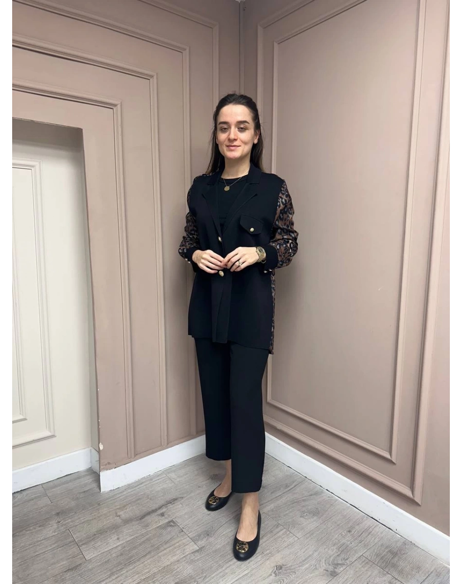 Ghisa 25YÖRCKT3137 Kahve Arkası Leopar Desenli Ceket