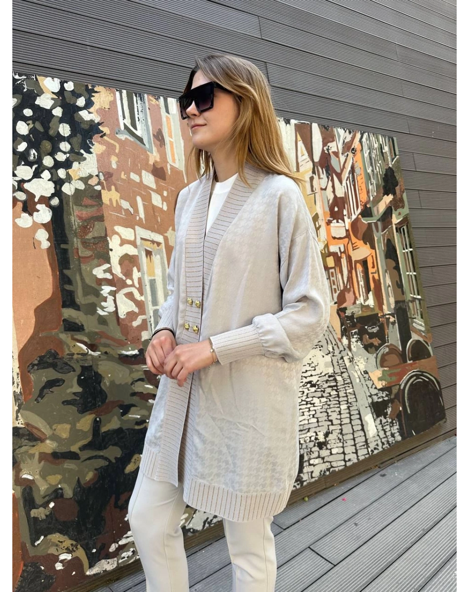 Ghisa 25YÖRHRK3099 Gri Önü Düğmeli Hırka