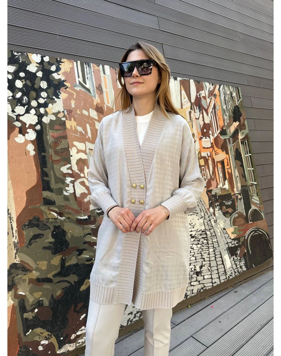 Ghisa 25YÖRHRK3099 Gri Önü Düğmeli Hırka