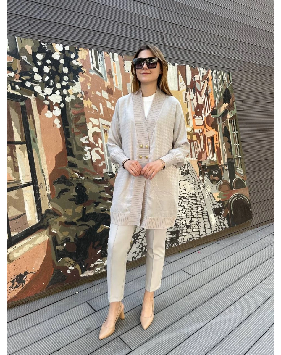 Ghisa 25YÖRHRK3099 Gri Önü Düğmeli Hırka