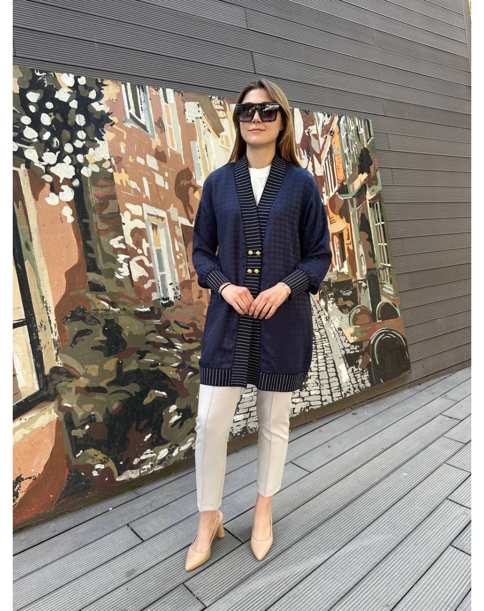 Ghisa 25YÖRHRK3099 Lacivert Önü Düğmeli Hırka