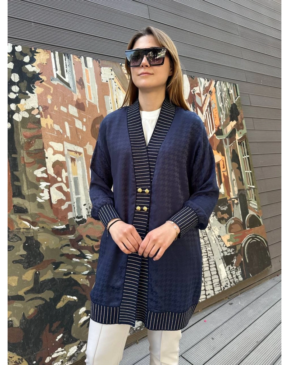 Ghisa 25YÖRHRK3099 Lacivert Önü Düğmeli Hırka