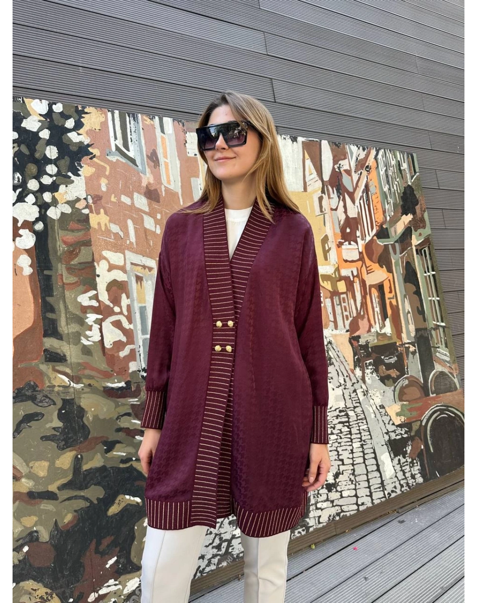 Ghisa 25YÖRHRK3099 Mürdüm Önü Düğmeli Hırka