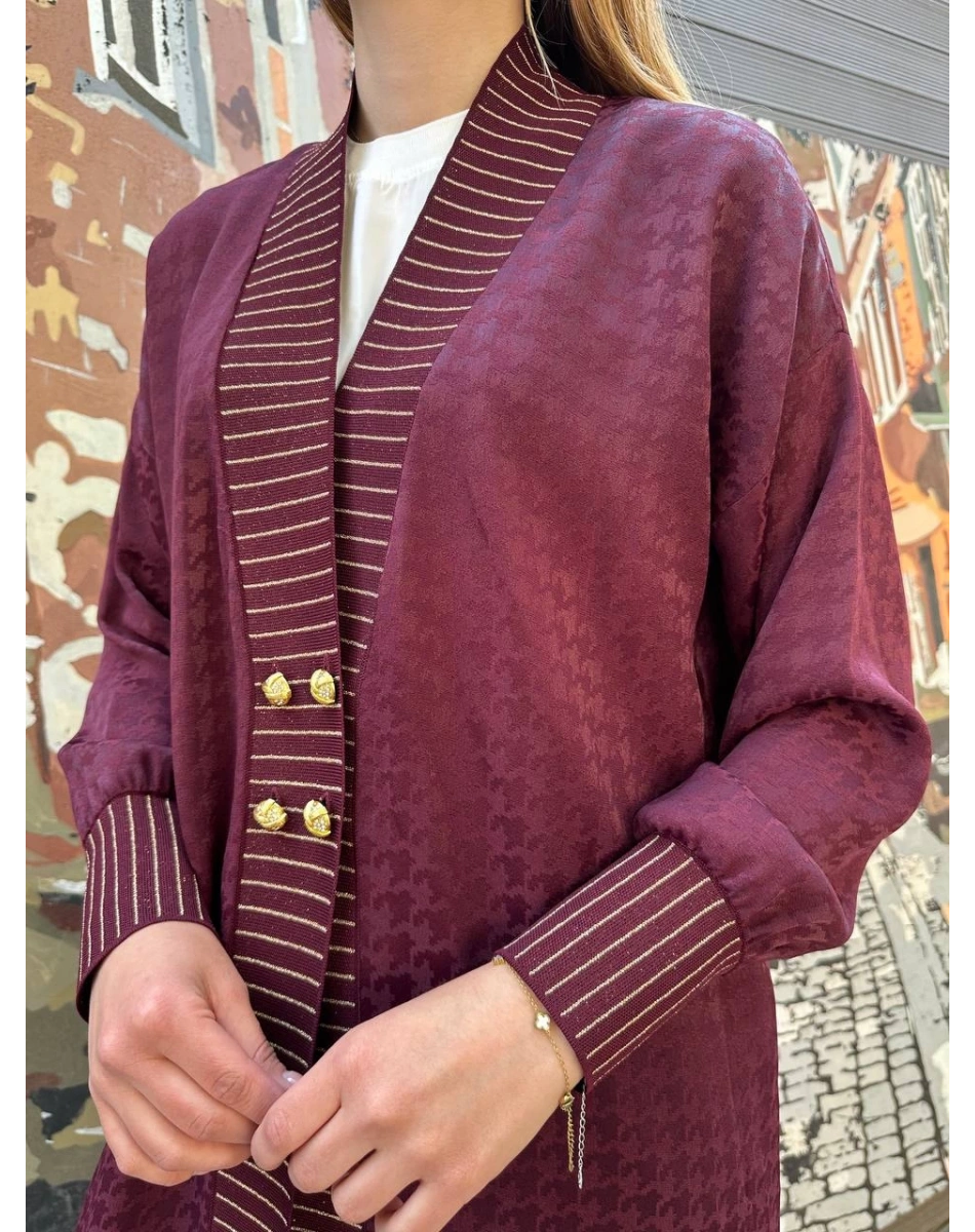 Ghisa 25YÖRHRK3099 Mürdüm Önü Düğmeli Hırka