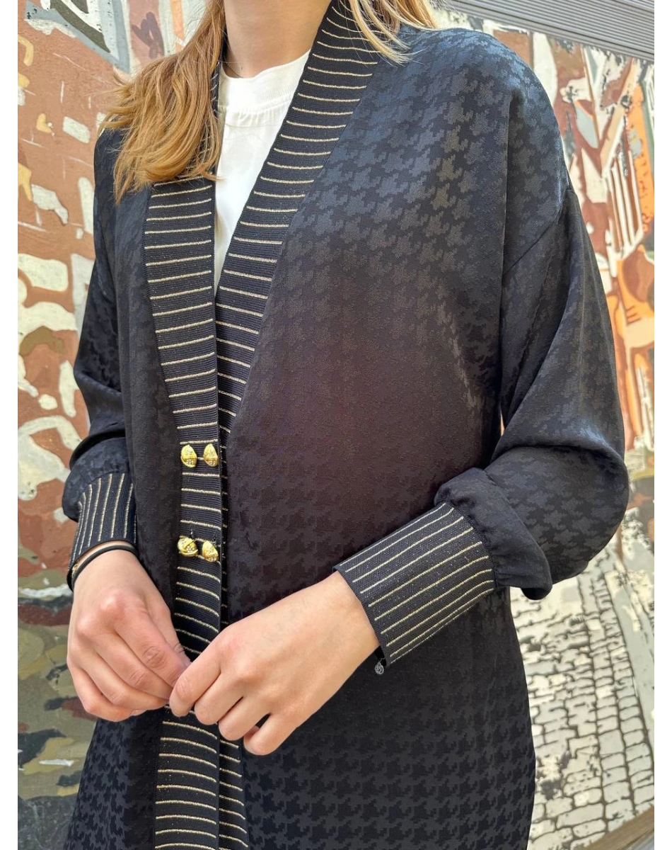 Ghisa 25YÖRHRK3099 Siyah Önü Düğmeli Hırka