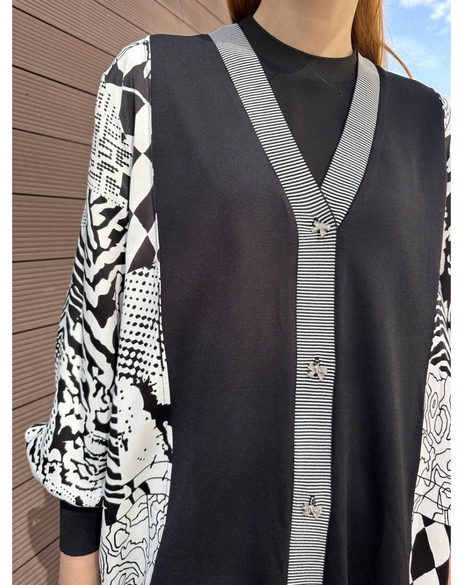 Ghisa 25YÖRHRK3995 Siyah Kareli Karışık Hırka