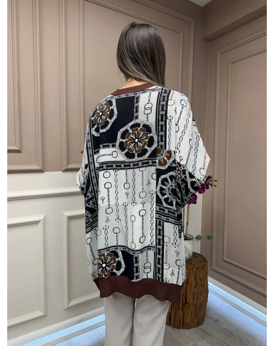 Ghisa 25YÖRTNK4016 Kahve Zincir Desenli Tunik