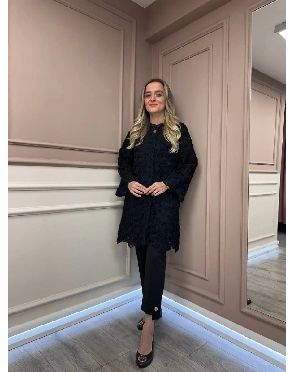 Ghisa 26KGSCKT2683 Siyah Tül Ceket