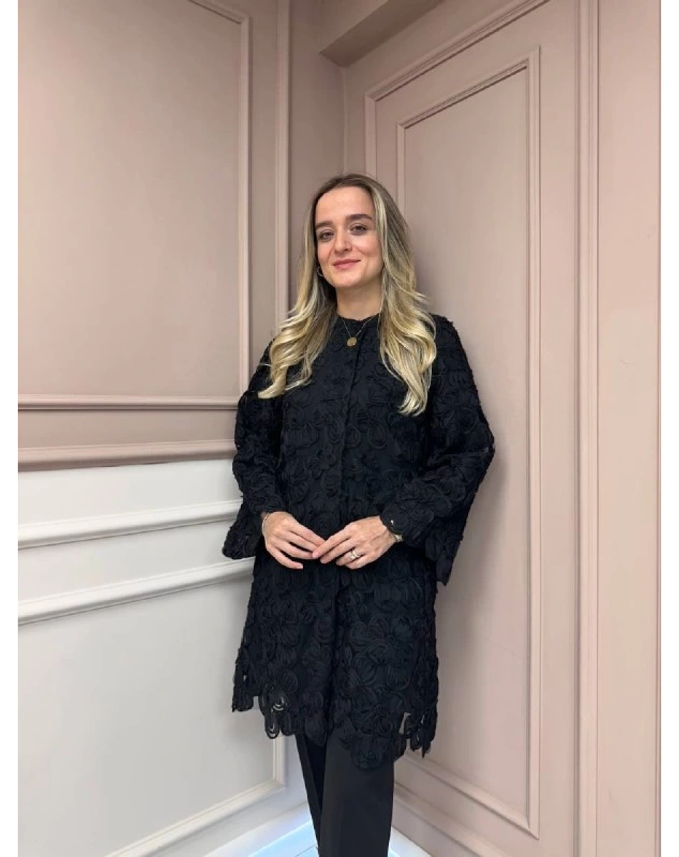 Ghisa 26KGSCKT2683 Siyah Tül Ceket