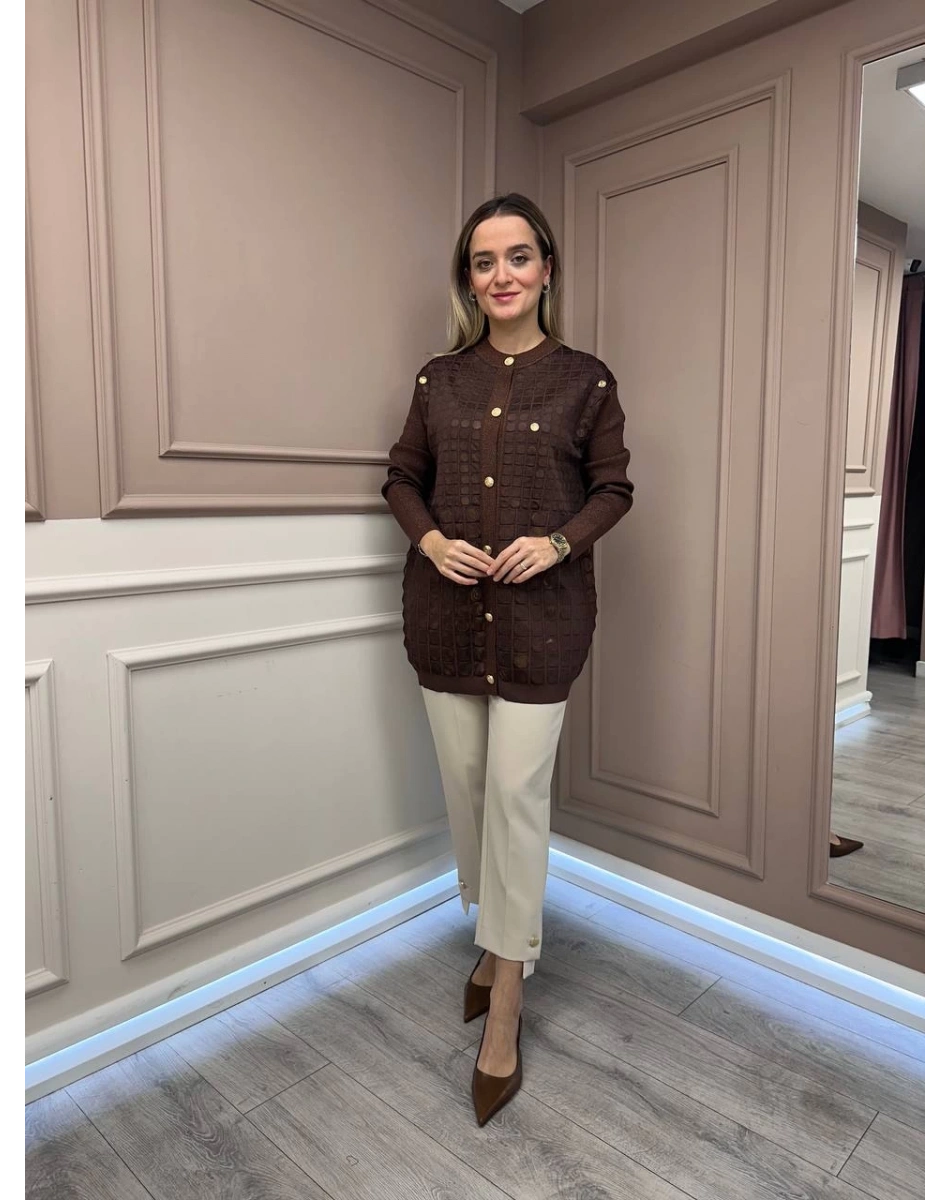 Ghisa 26KGSCKT3027 Kahve Triko Ceket